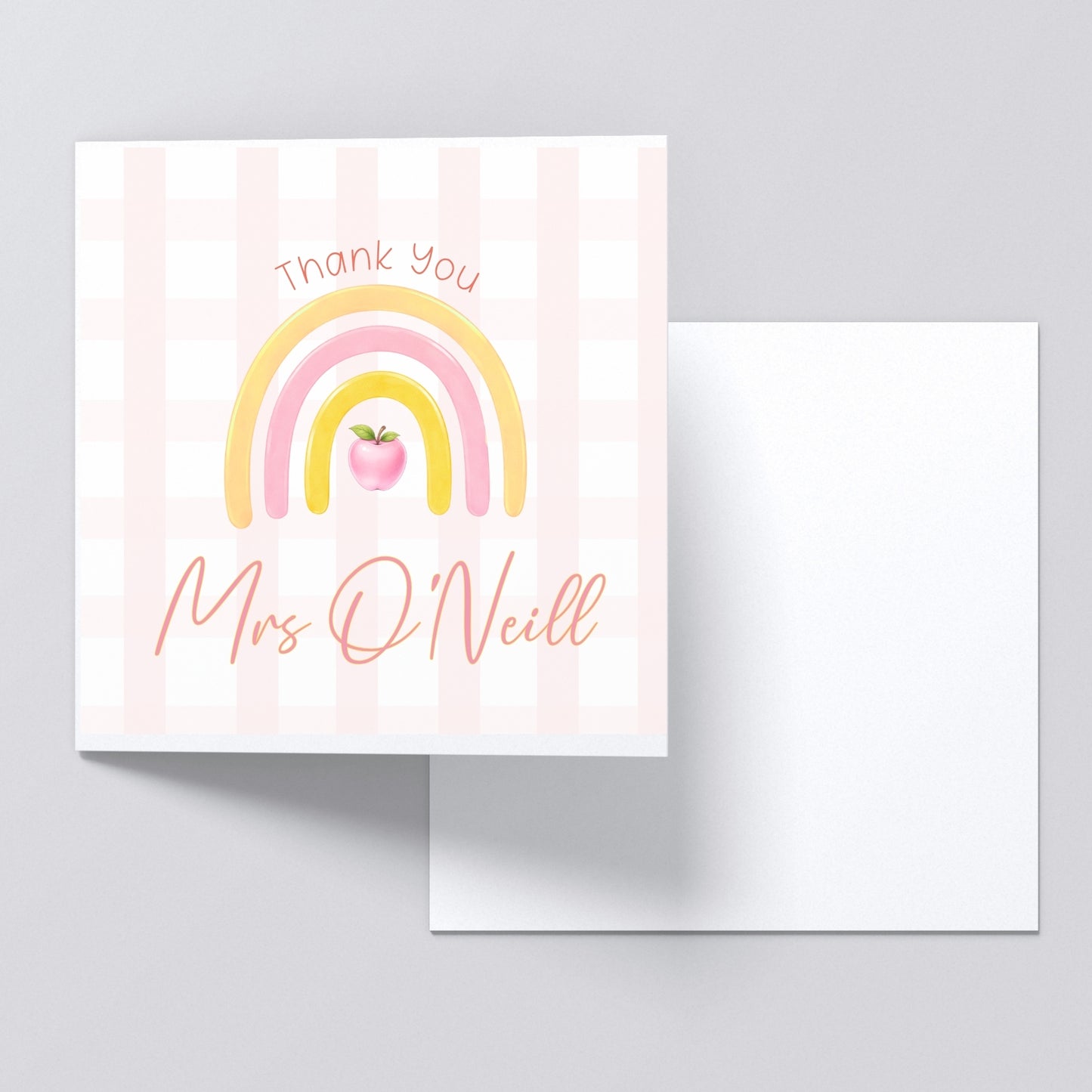 Personalised Thank You Card for Teacher and SNA - Gingham Rainbow
