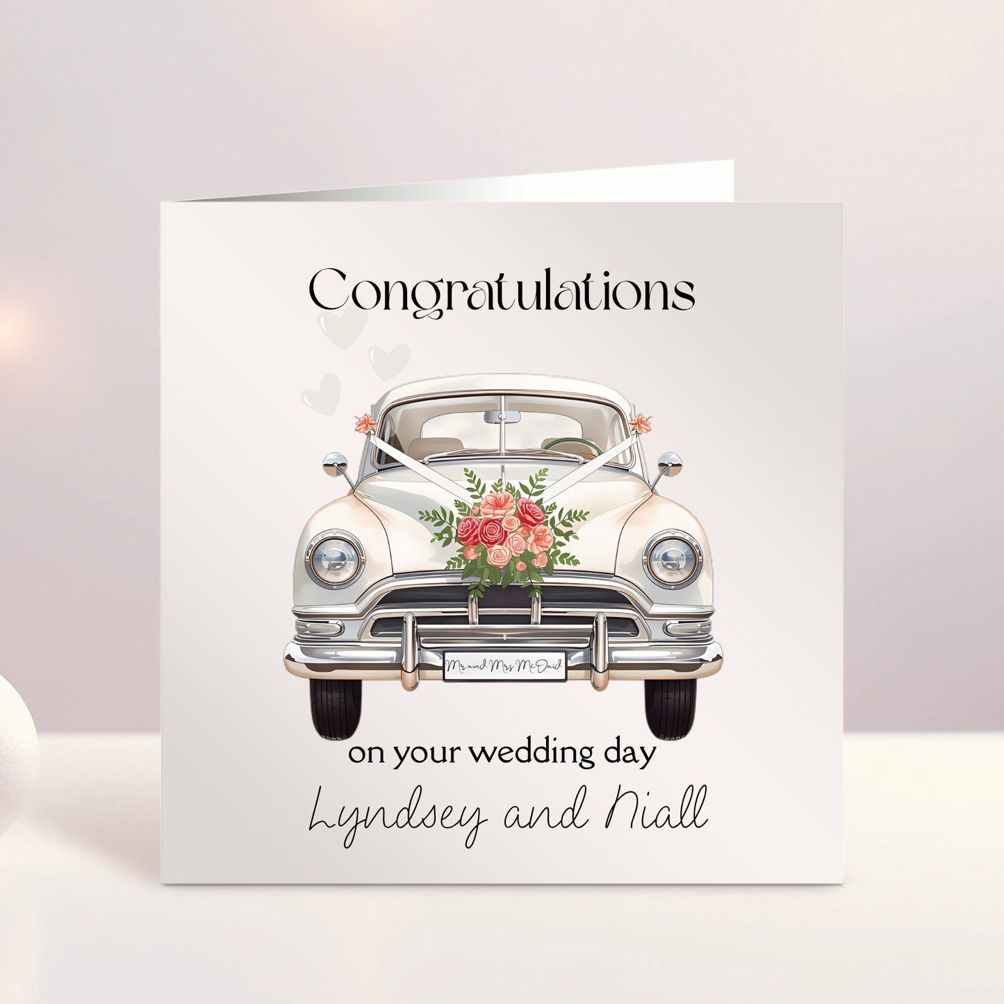 Personalised Vintage Wedding Car Card