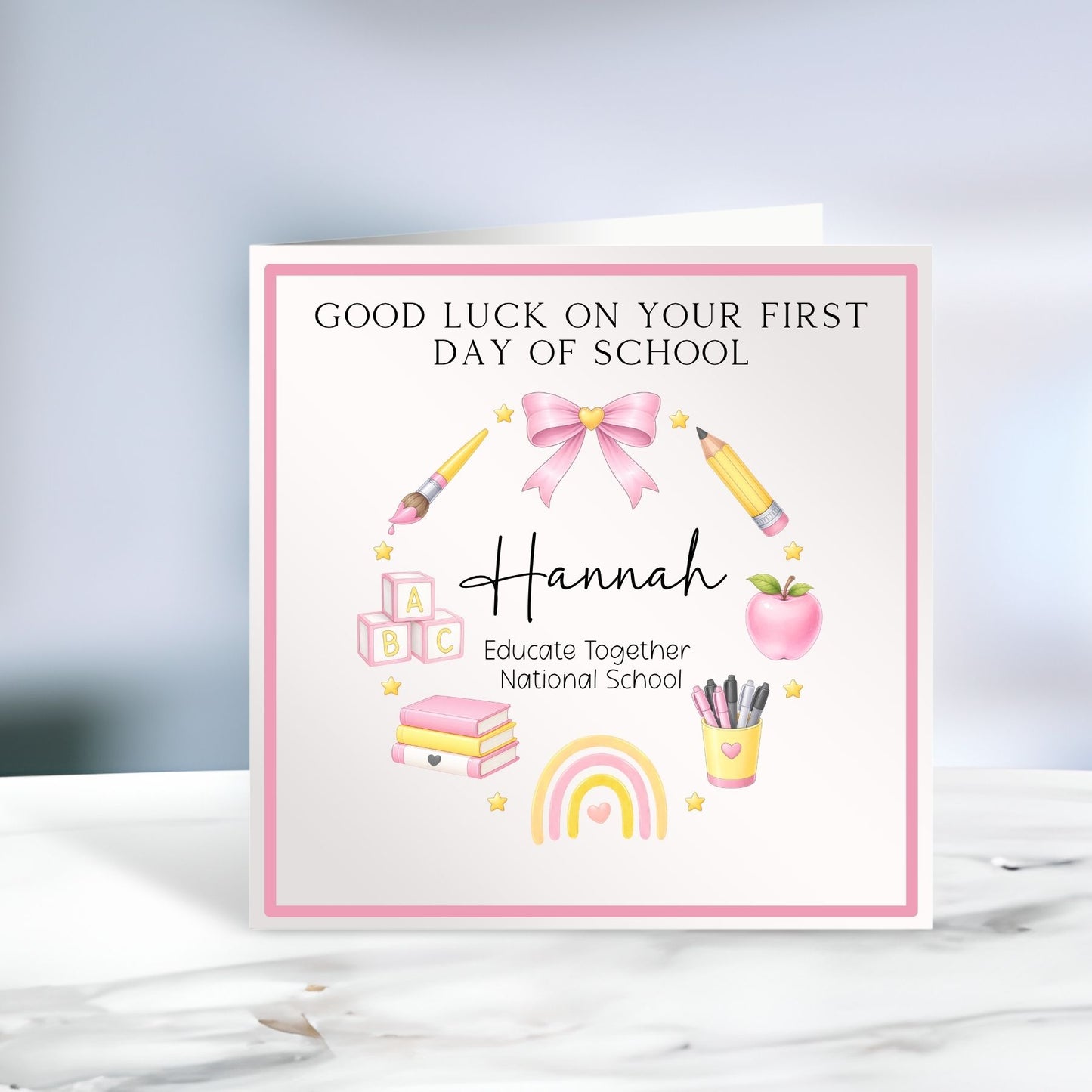 Personalised First Day Of School/Preschool Card - Pink Design