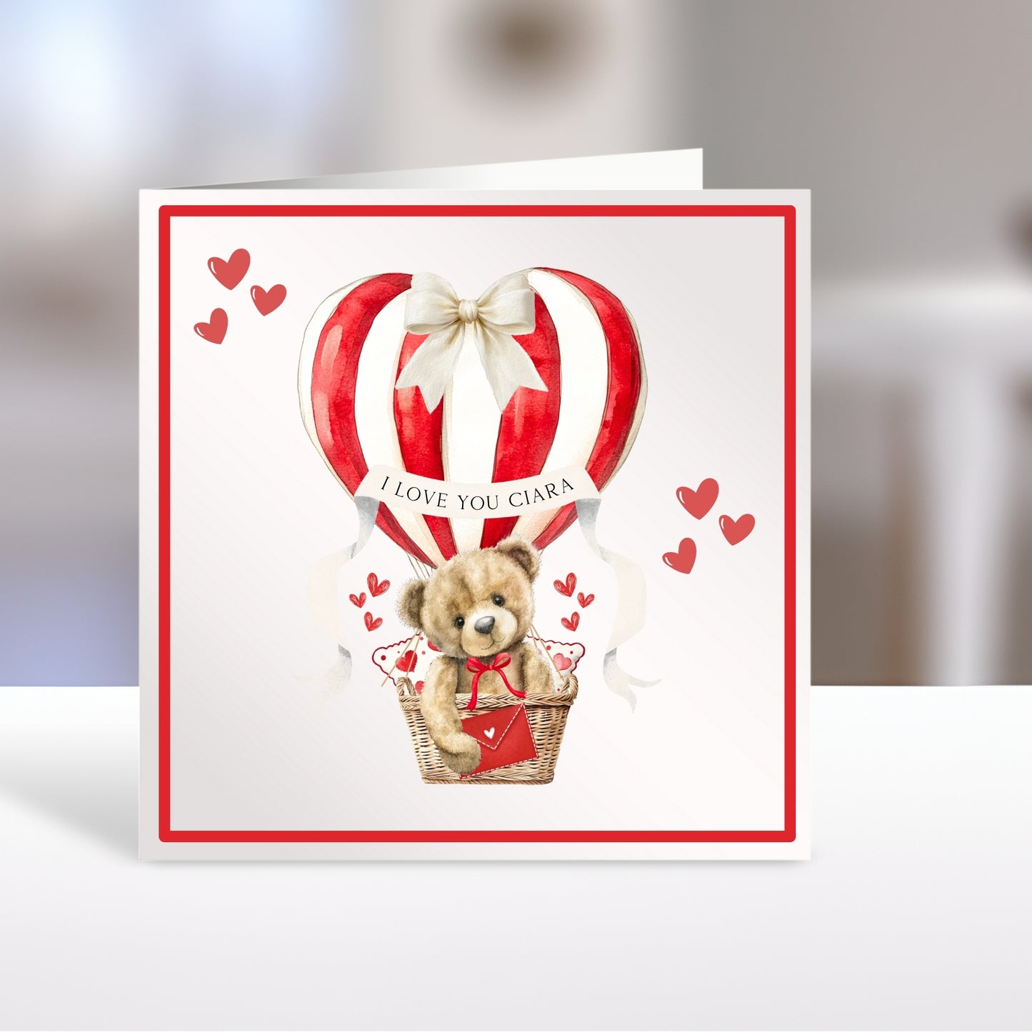 Hot Air Balloon- Personalised Valentines Day Card