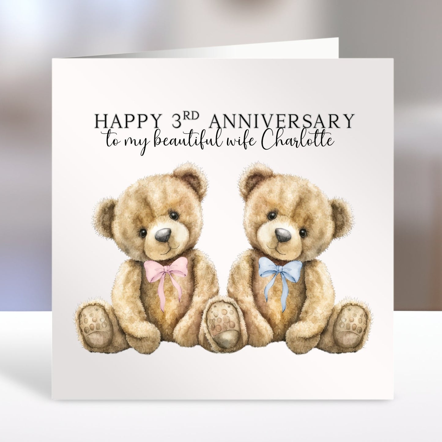 Personalised Anniversary Card - Two bears