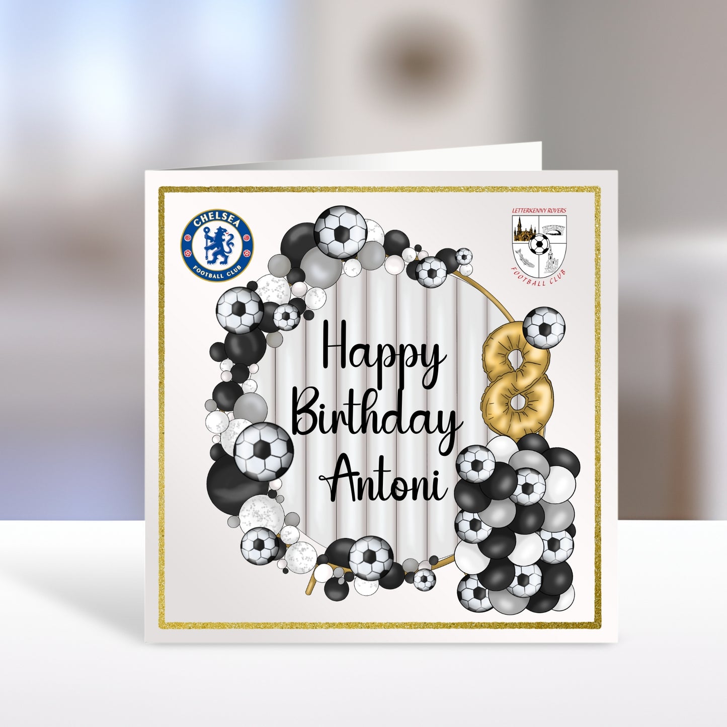 Football Theme - Personalised Name And Age Birthday Card