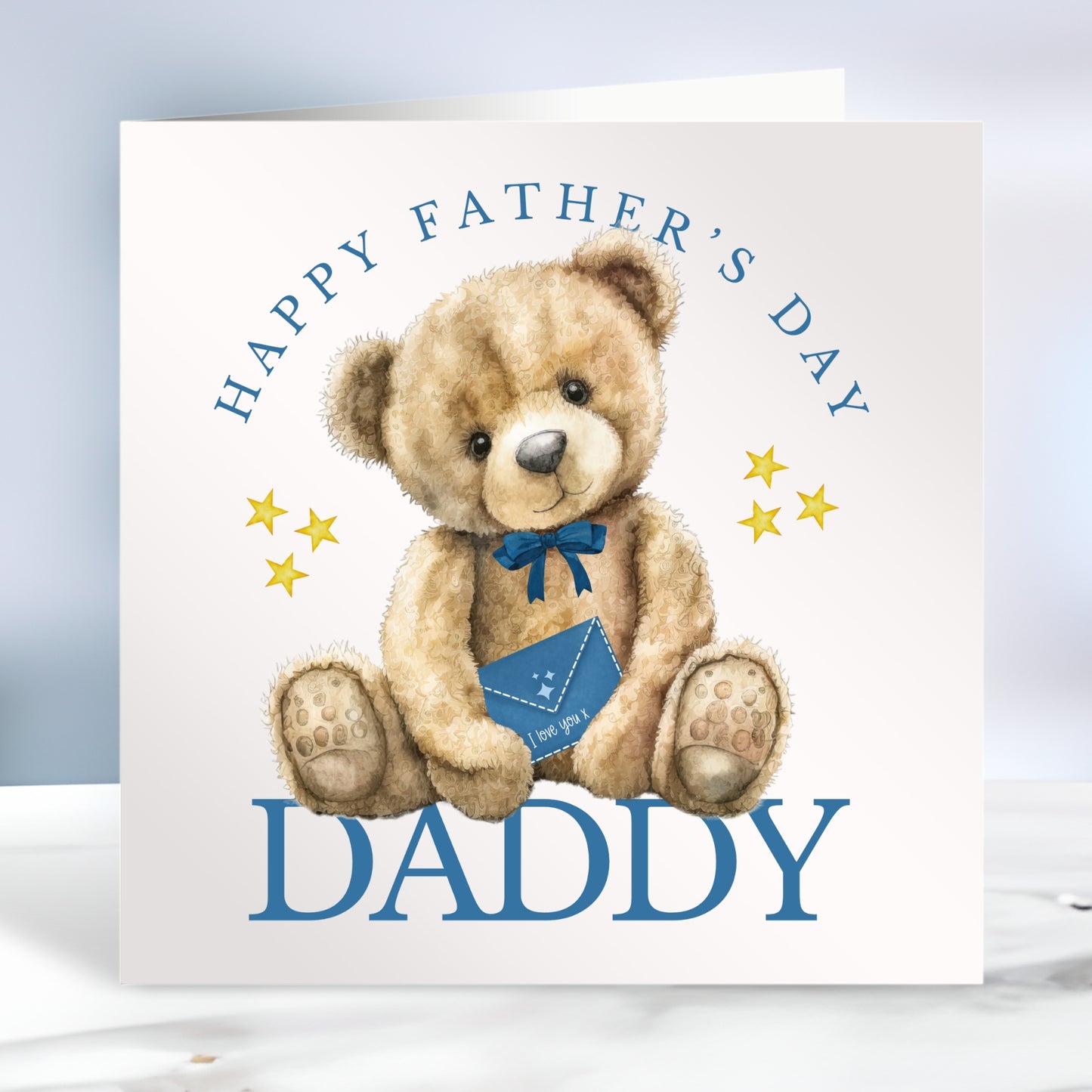 Happy Father's Day Bear Card Blue