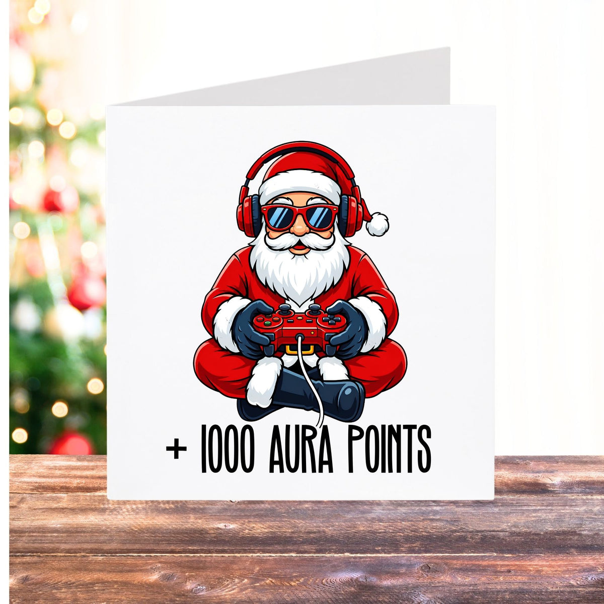 +1000 Aura Points - Gamer Santa Christmas Card