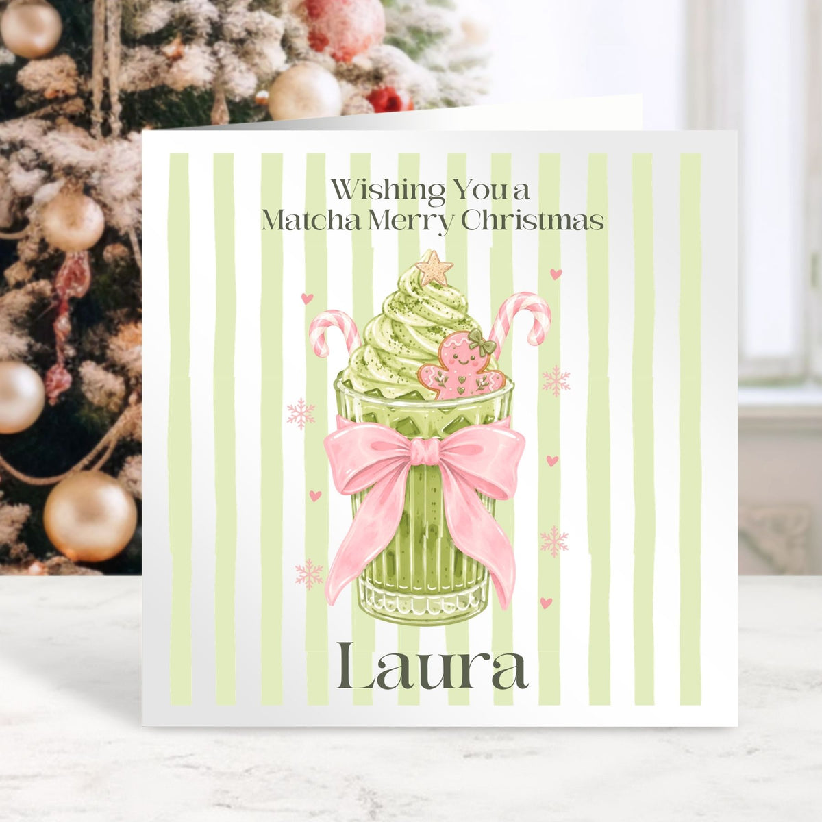 Matcha Merry Christmas Card - Personalised With Name