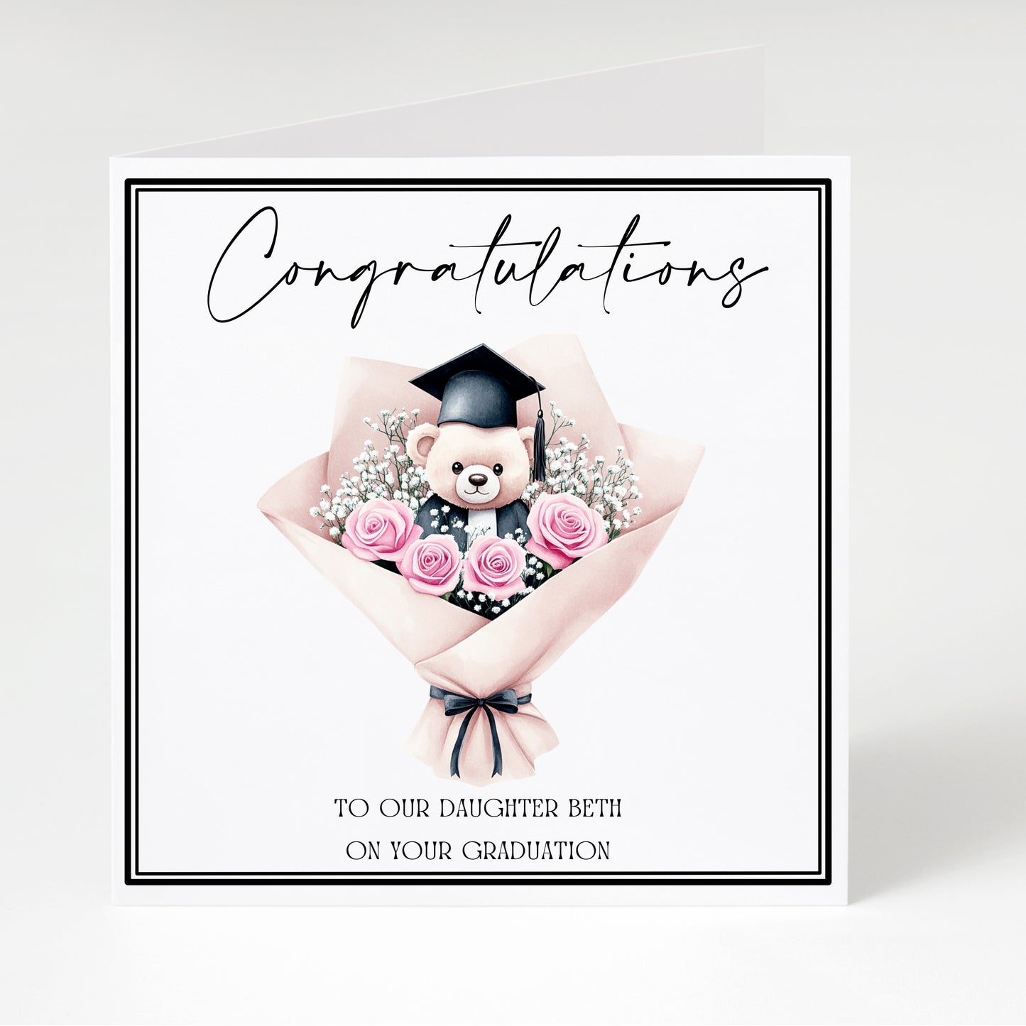 Bear and Flowers Graduation Card