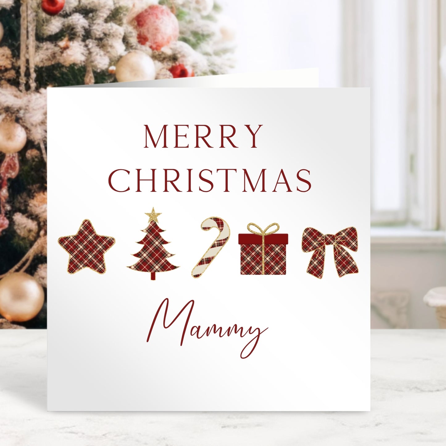Christmas Card for Mum - Tartan Design
