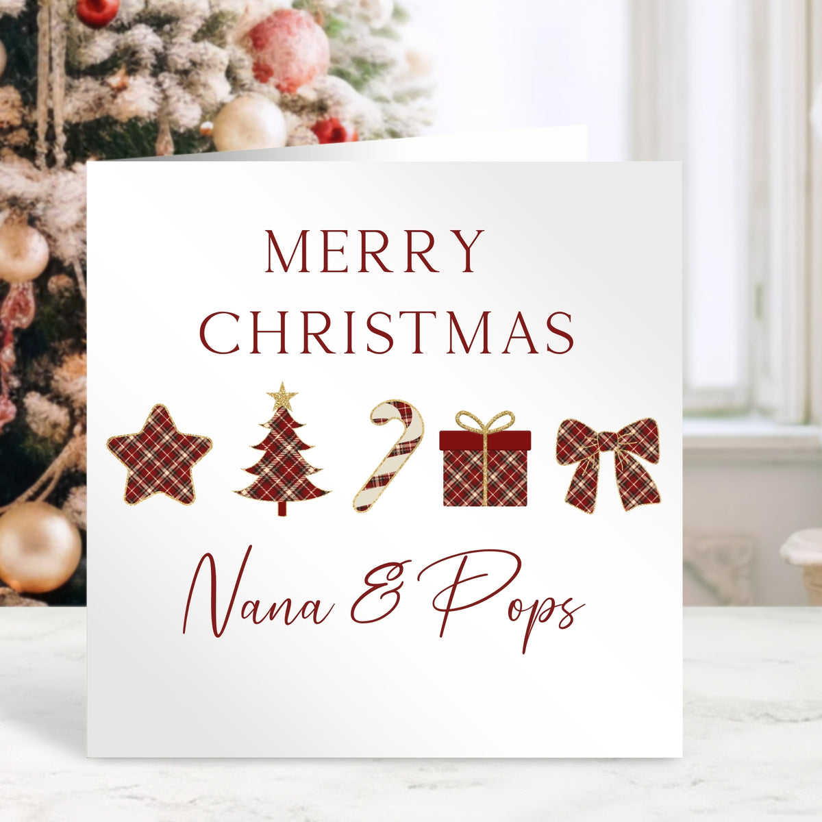 Christmas Card for Mum & Dad - Tartan Design