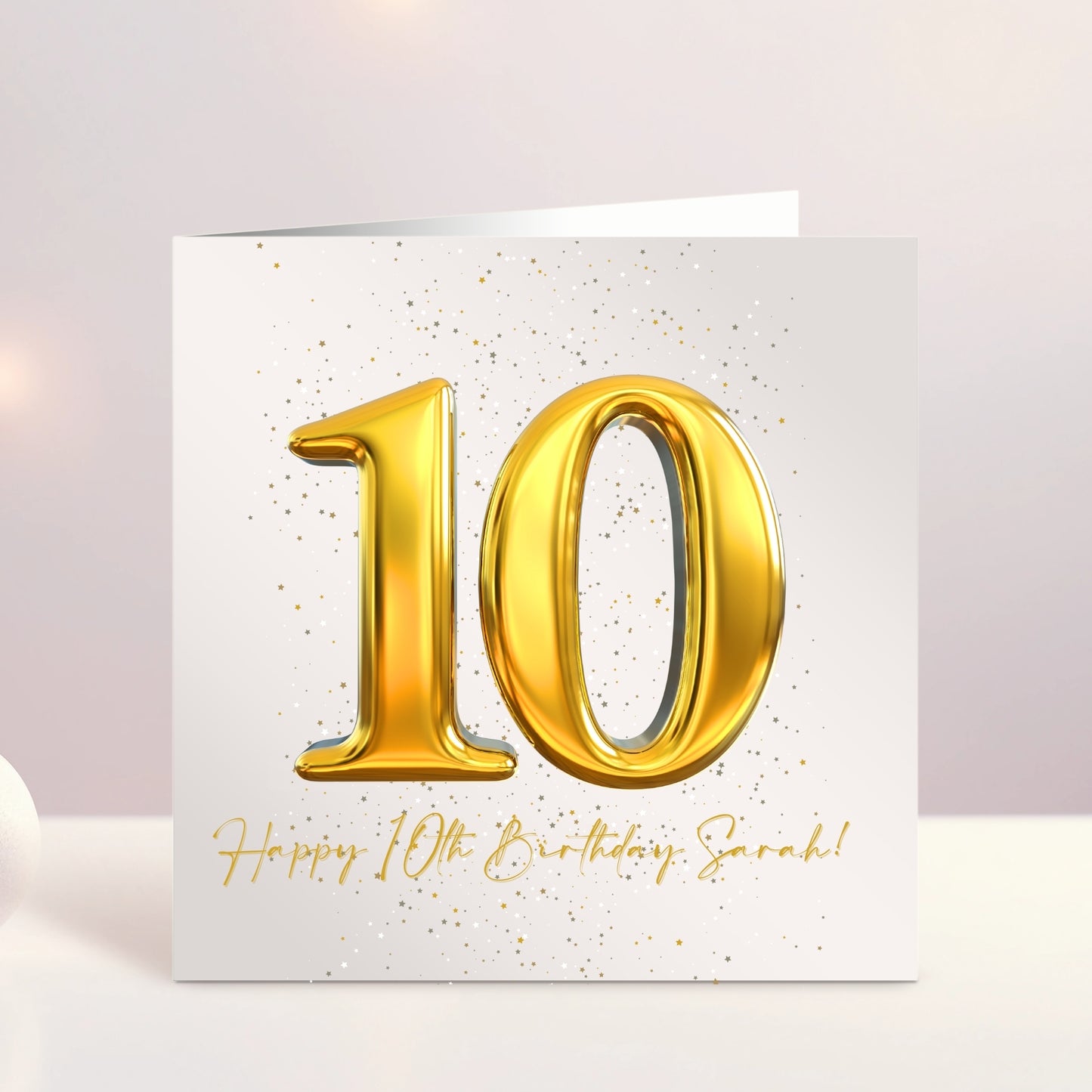 Gold Balloon Numbers - Personalised Birthday Card