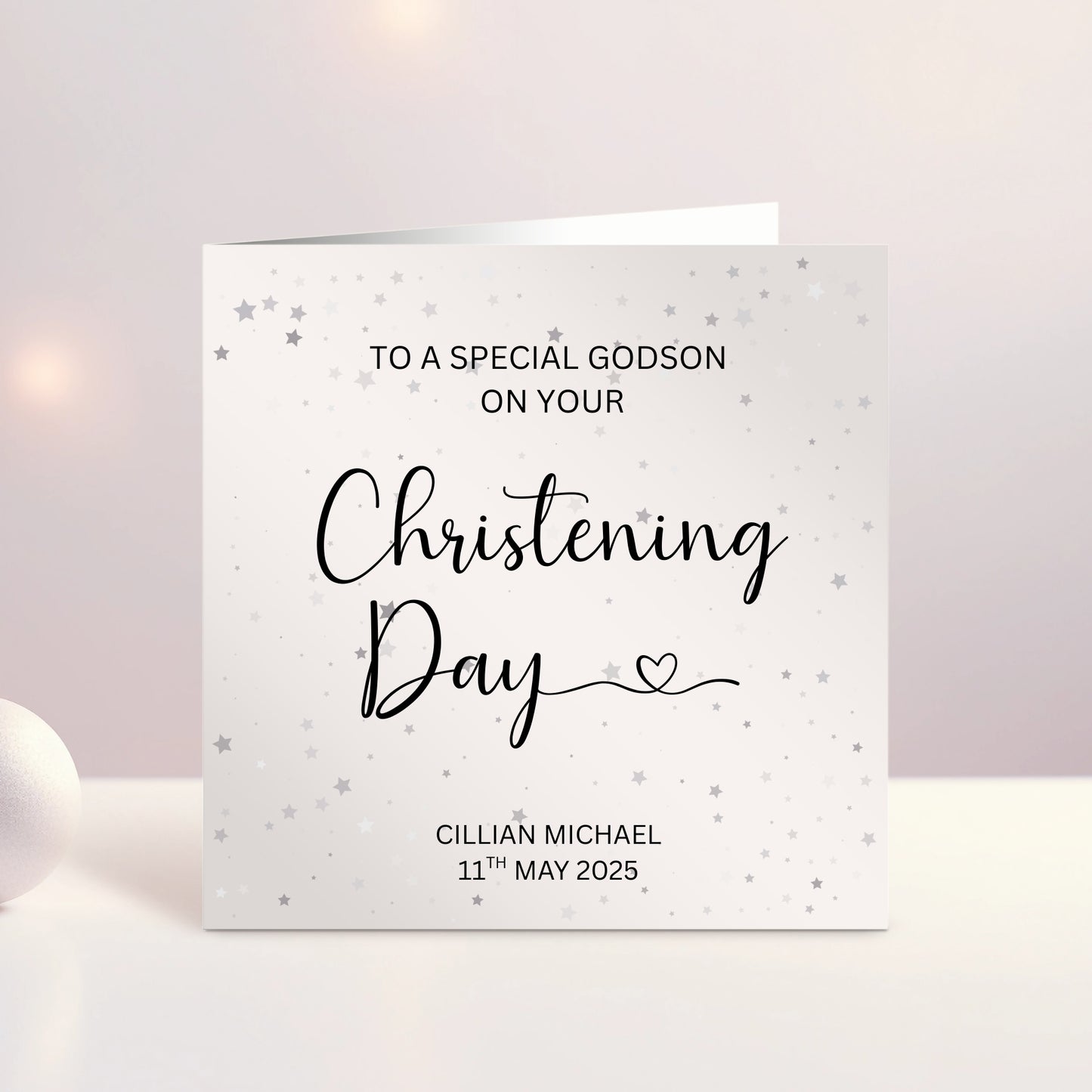 Simple Stars Christening Card