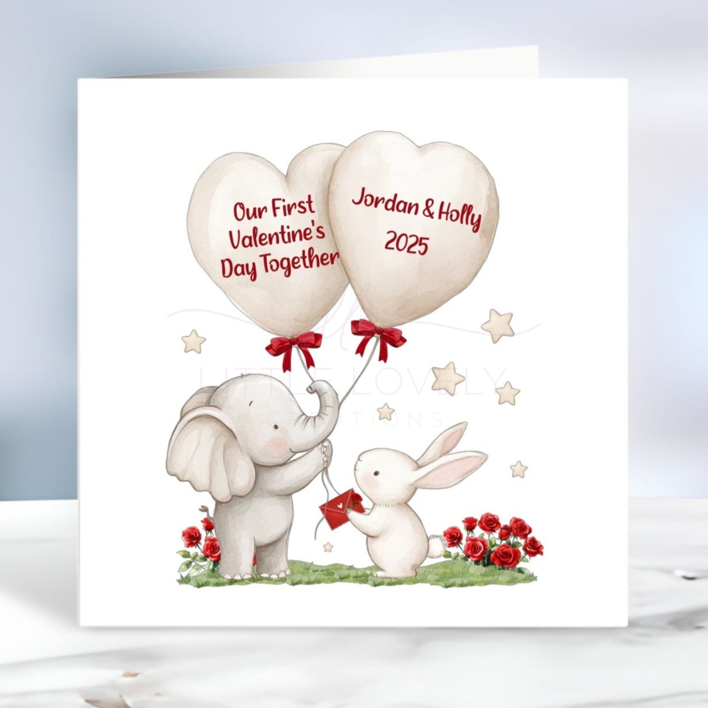 Elephant First Valentines Day Together Card - Personalised Valentines Day Card