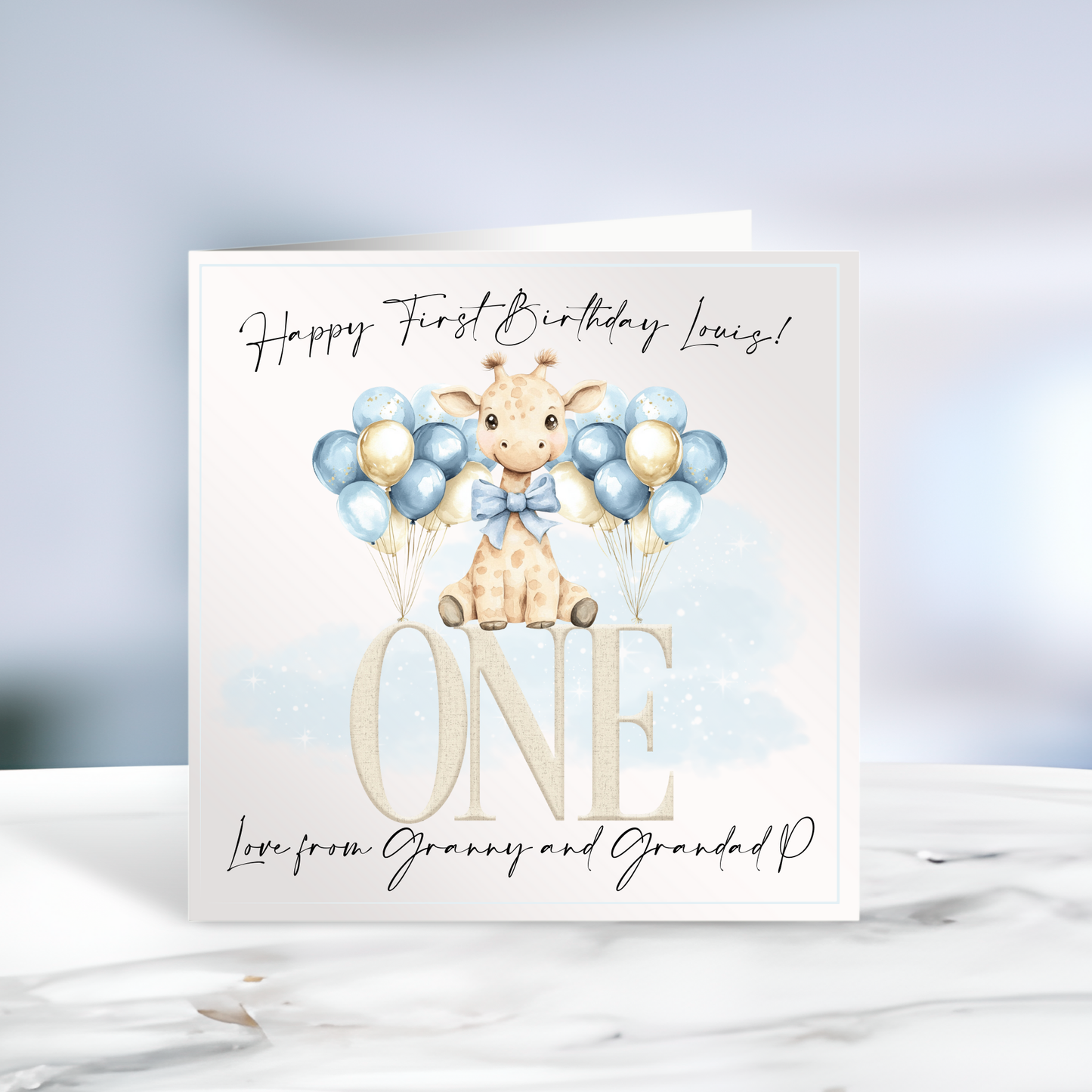 Giraffe 'One' Birthday Card