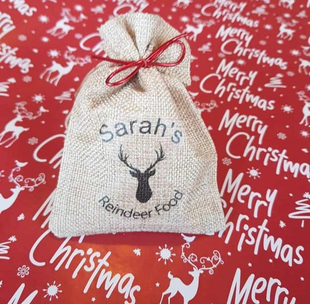 Reindeer Food Reusable Bag | Personalised Pouch | Christmas Eve Box | No Glitter | Environmentally Friendly | Santa | Ireland | Irish
