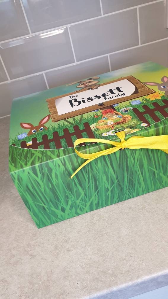 Personalised Easter Treat Box, Favour Box, Fillable Snack Grazing Box, Childrens Gift Easter Bunny, Reusable Keepsake, Ireland, Irish