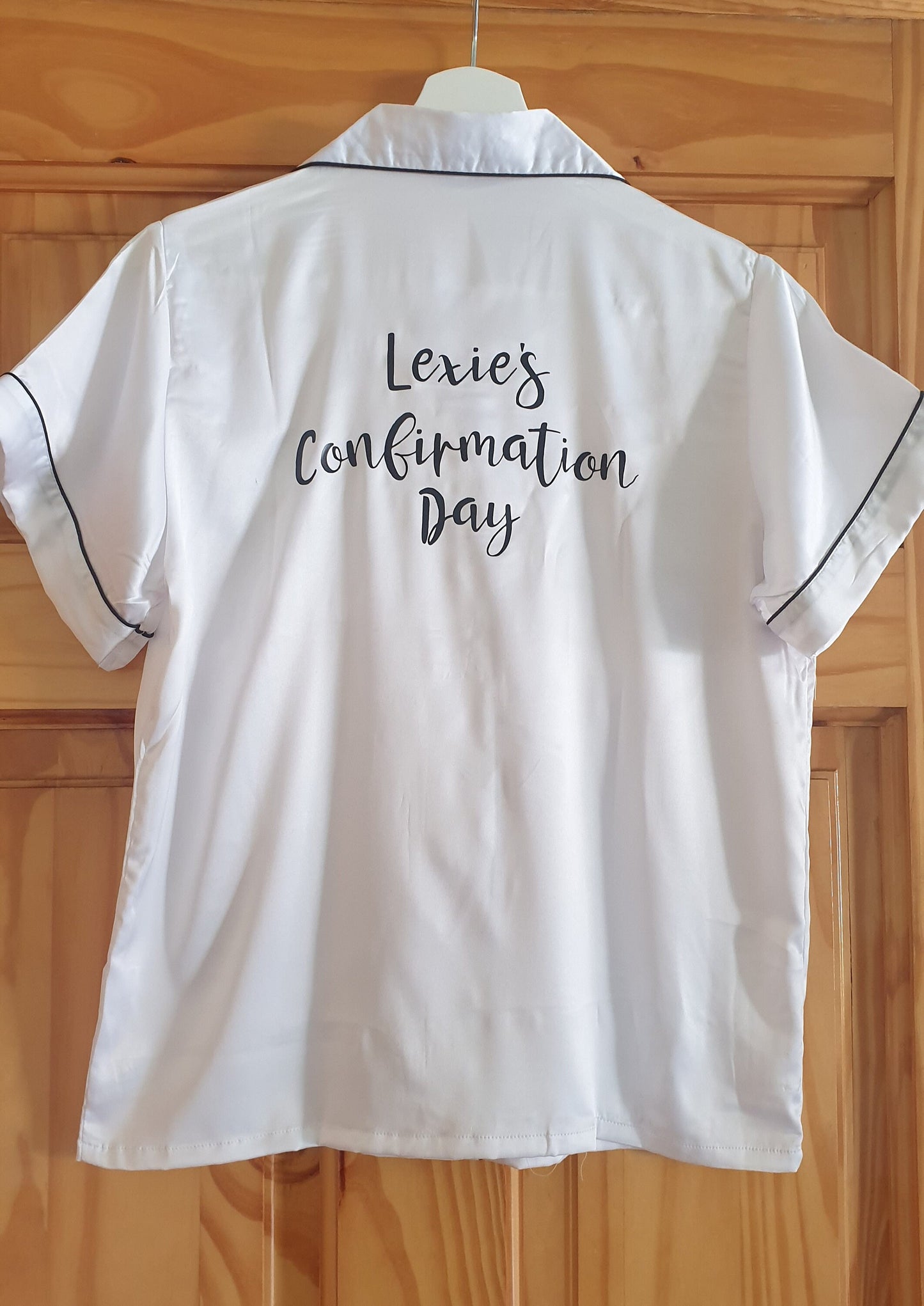 Luxury Communion Pyjamas, Personalised Satin PJs, First Holy Communion, Confirmation, White Frill Pyjamas, Girls PJ's, Irish, Ireland