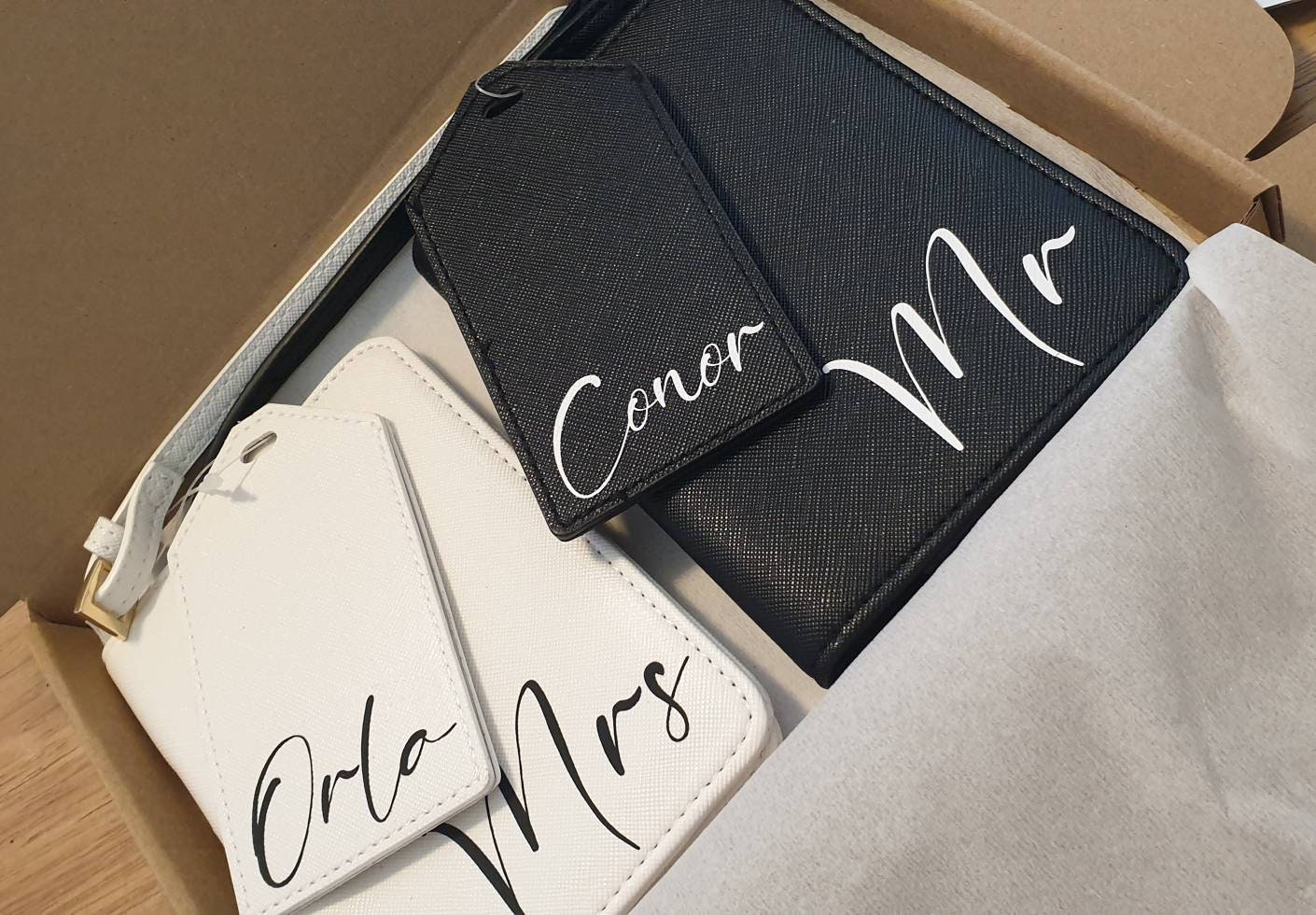 Mr & Mrs Passport Cover And Luggage Tag Set | Passport Holder | Honeymoon | Wedding Gift | Travel | Bride | Personalised | Ireland | Irish