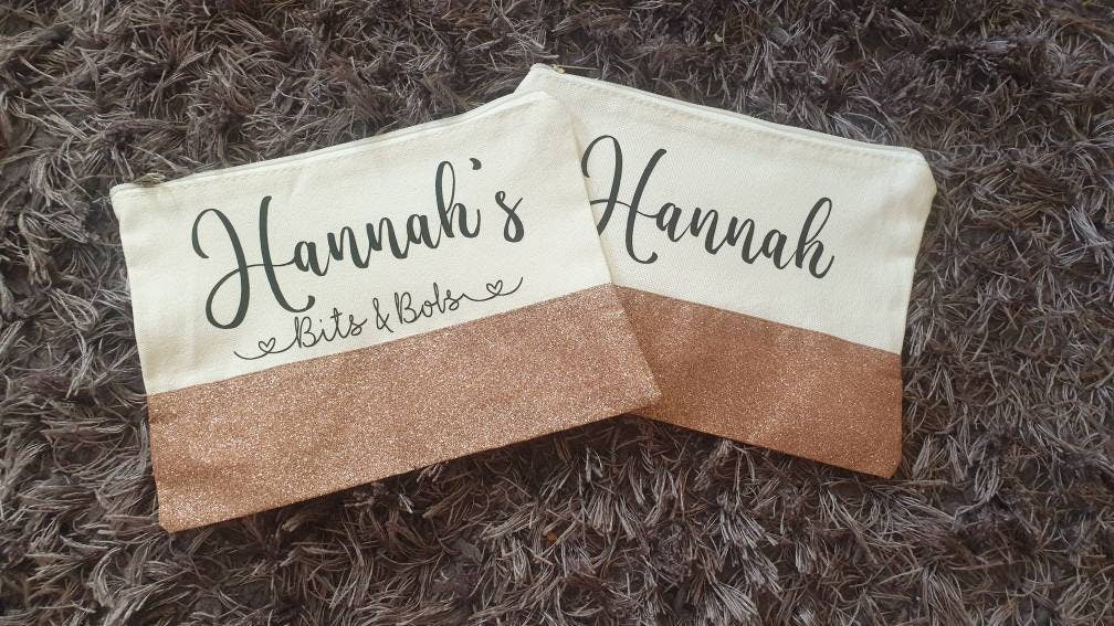 Personalised Zip Nappy Pouch | Canvas Nappy Bag | Wipes Holder | New Baby Gift | Nursery | Changing Kit | Glitter | Bag Organiser | Ireland