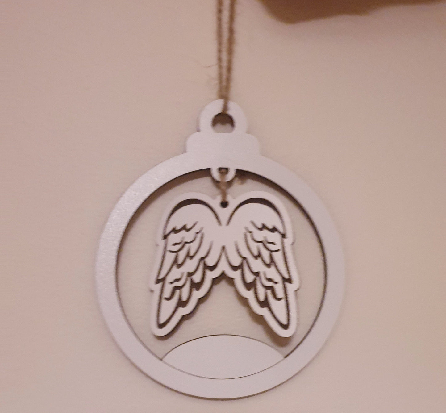 Personalised Memorial Christmas Tree Ornament, Angel Wings Decoration, Keepsake Gift, Flat Bauble, Ireland, Irish