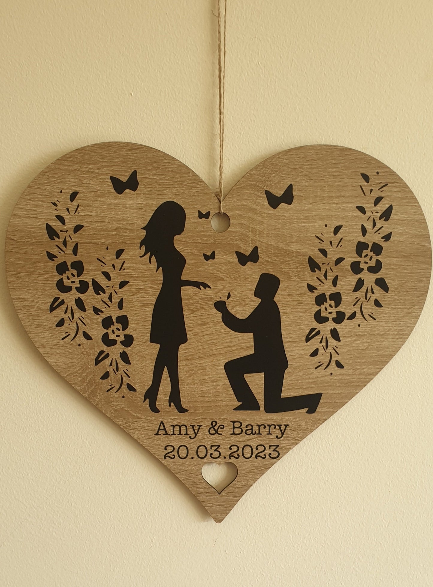 Engagement Gift | Present for Engaged Couple | Heart Plaque | Proposal Keepsake | Personalised | Hanging Decoration | Custom | Irish Ireland