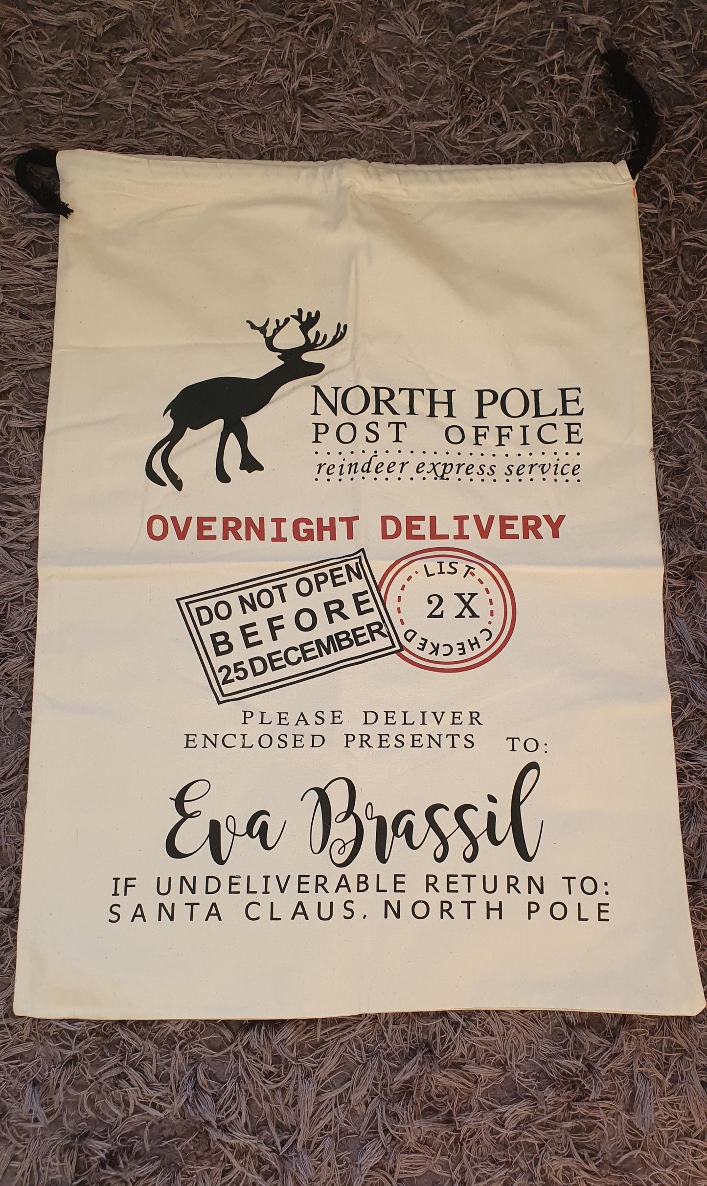 Large Personalised Santa Sack, Christmas Sack, Custom Xmas Bag, First Christmas Tradition, Santa's Delivery, Xmas Eve, Ireland, Irish