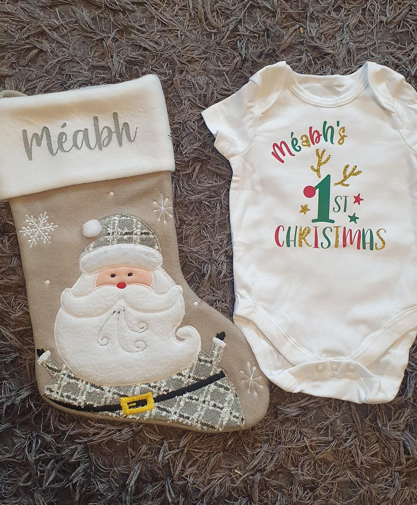 Personalised Christmas Stocking, Baby's First Xmas, Custom, Santa Stocking, Snowman, Baby Boy, Baby Girl, Matching Family, Ireland, Irish