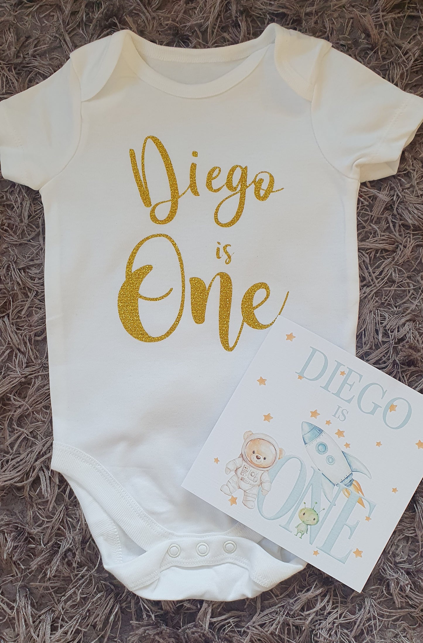 Space Theme - Personalised 1st Birthday Card