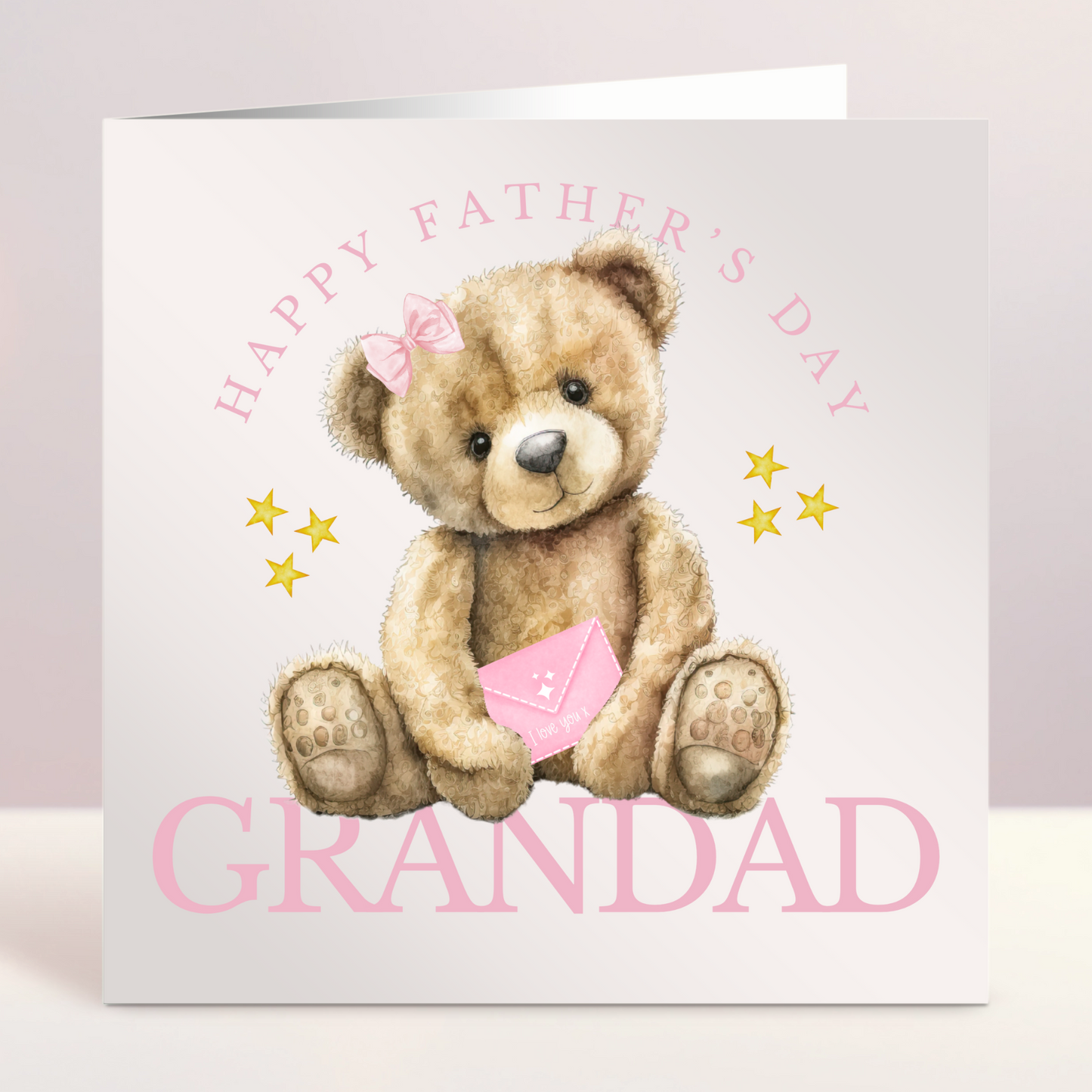 Happy Father's Day Bear Card Pink