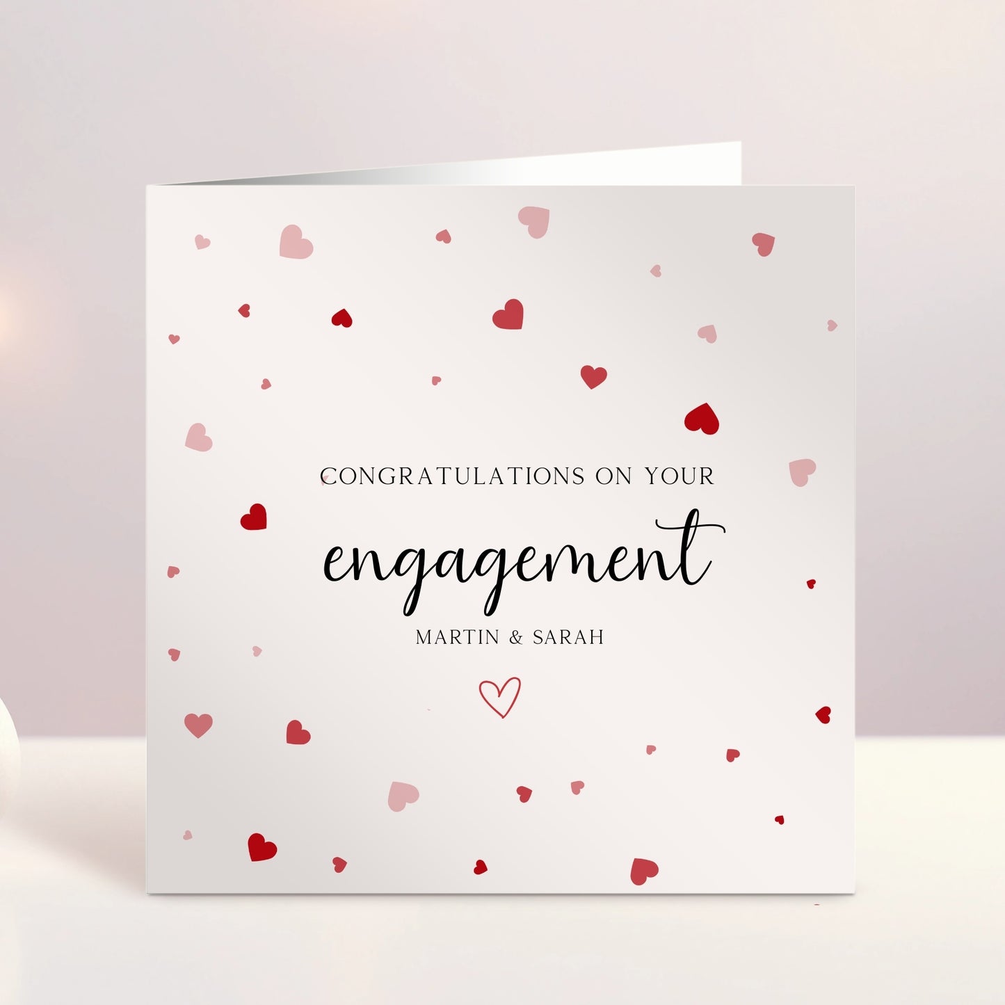 Personalised Engagement Card - Congratulations On Your Engagement Hearts