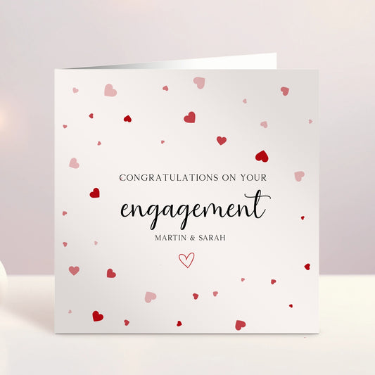 Personalised Engagement Card - Congratulations On Your Engagement Hearts