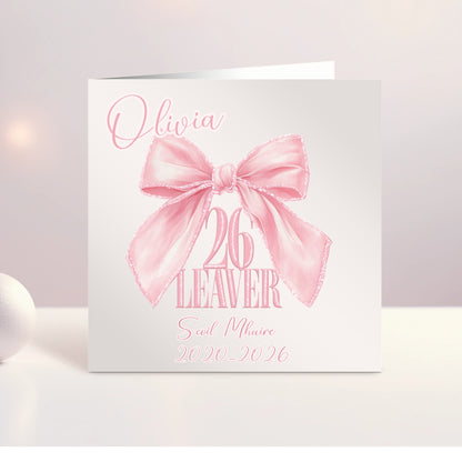 Personalised School Leaver Card - Bow Theme