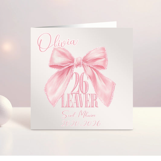 Personalised School Leaver Card - Bow Theme