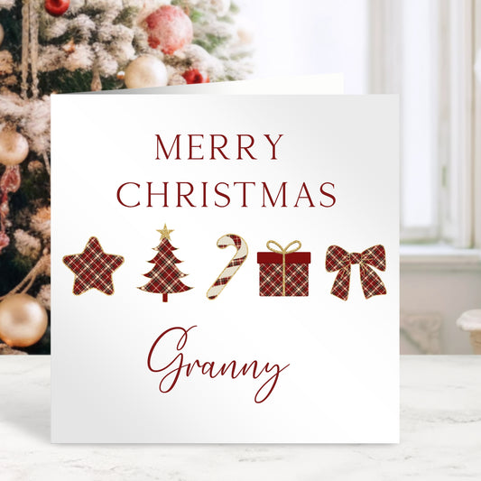 Tartan Design - Personalised Christmas Card