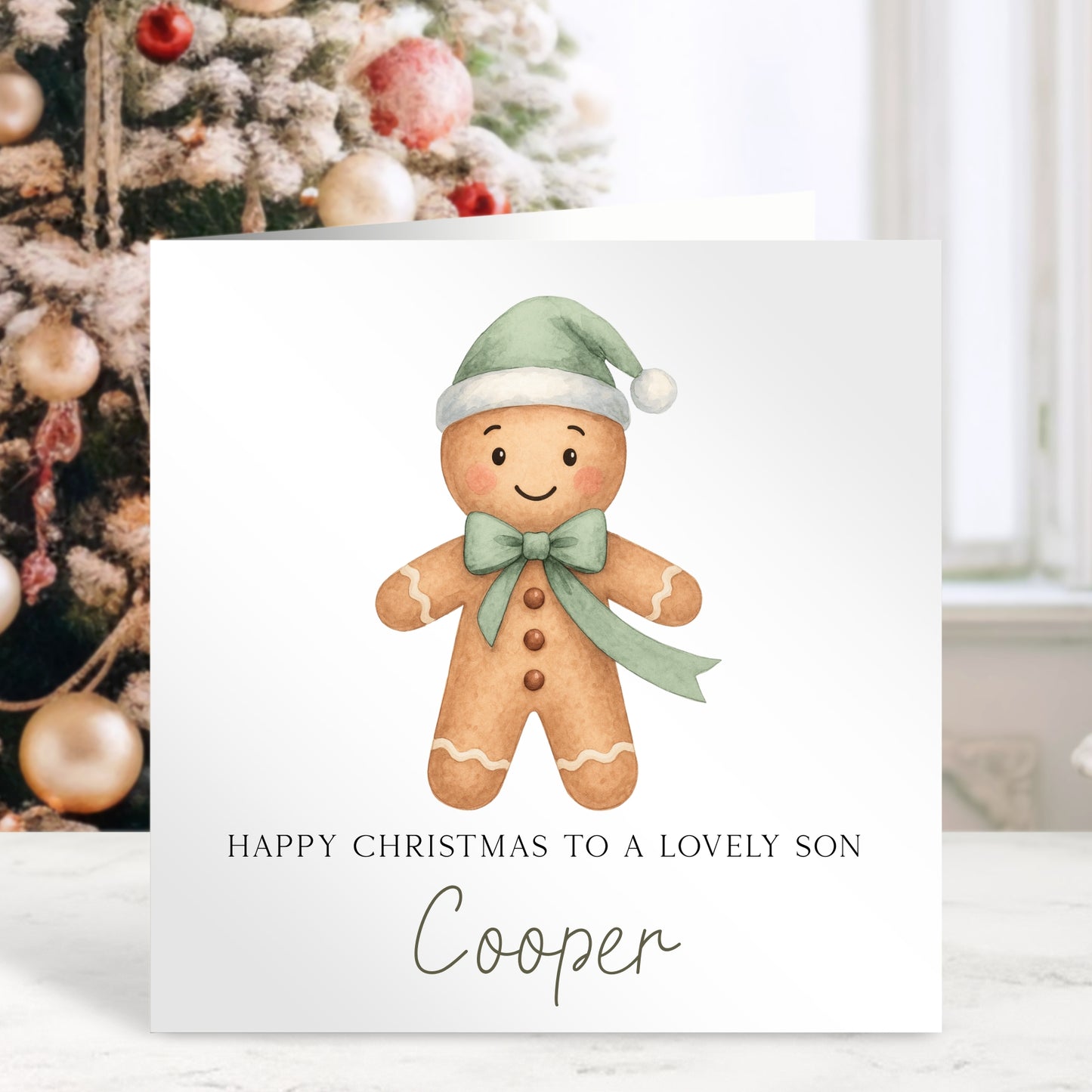 Gingerbread Man - Personalised Christmas Card
