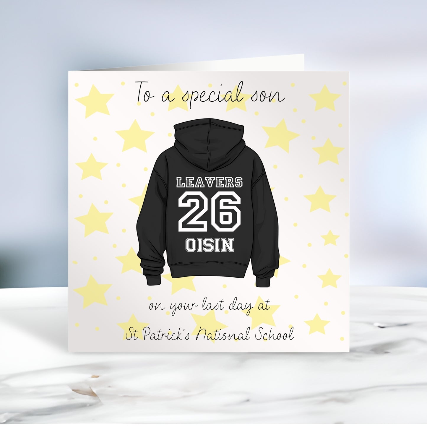 Personalised School Leaver Card - Hoodie theme