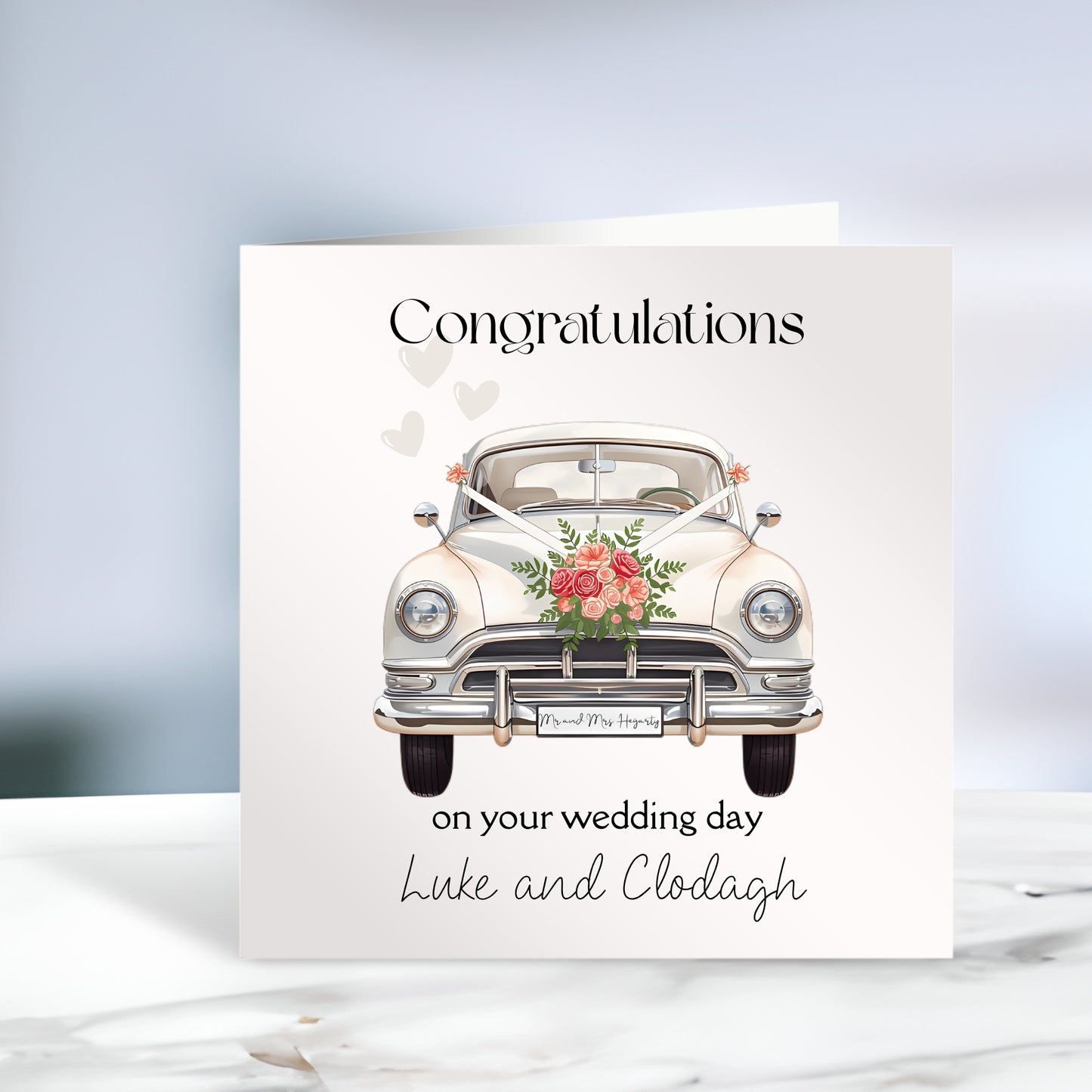 Personalised Vintage Wedding Car Card