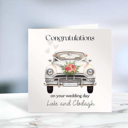 Personalised Vintage Wedding Car Card