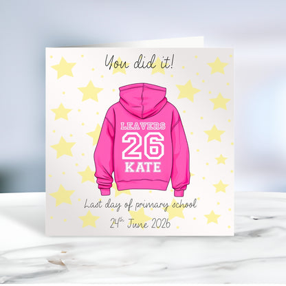 Personalised School Leaver Card - Hoodie theme