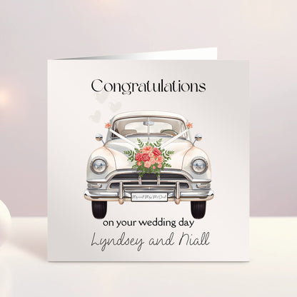 Personalised Vintage Wedding Car Card