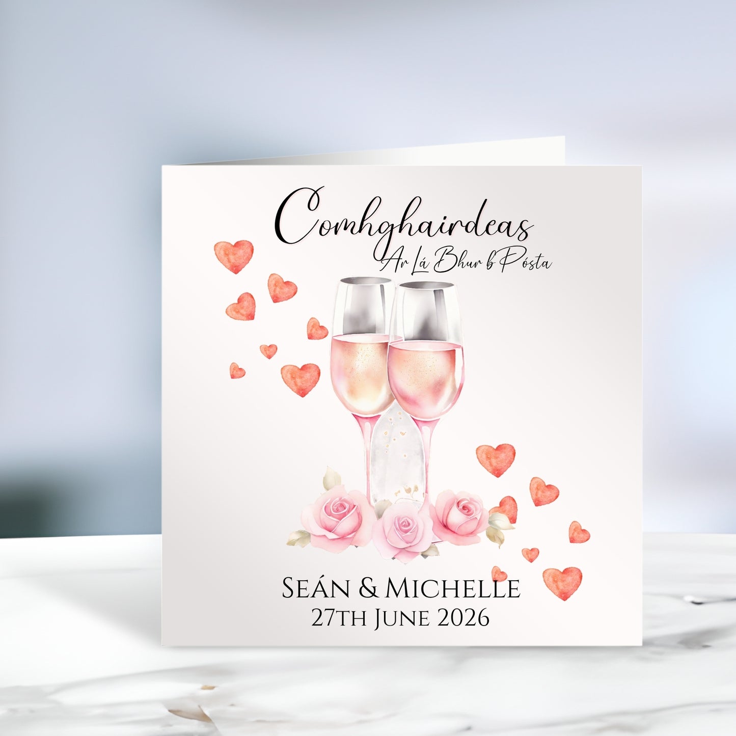 Personalised Irish Wedding Card - Comhghairdeas