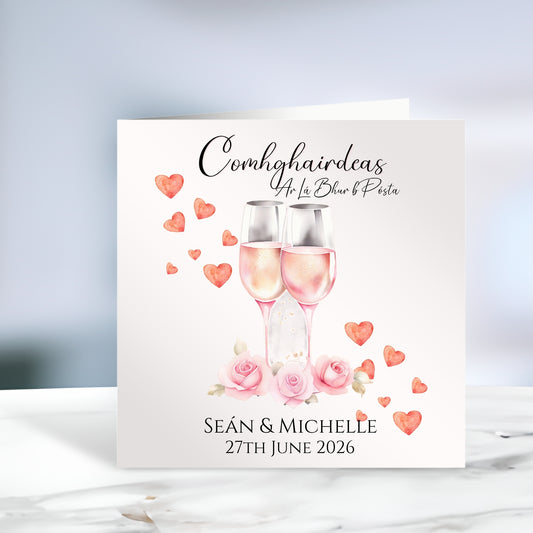 Personalised Irish Wedding Card - Comhghairdeas