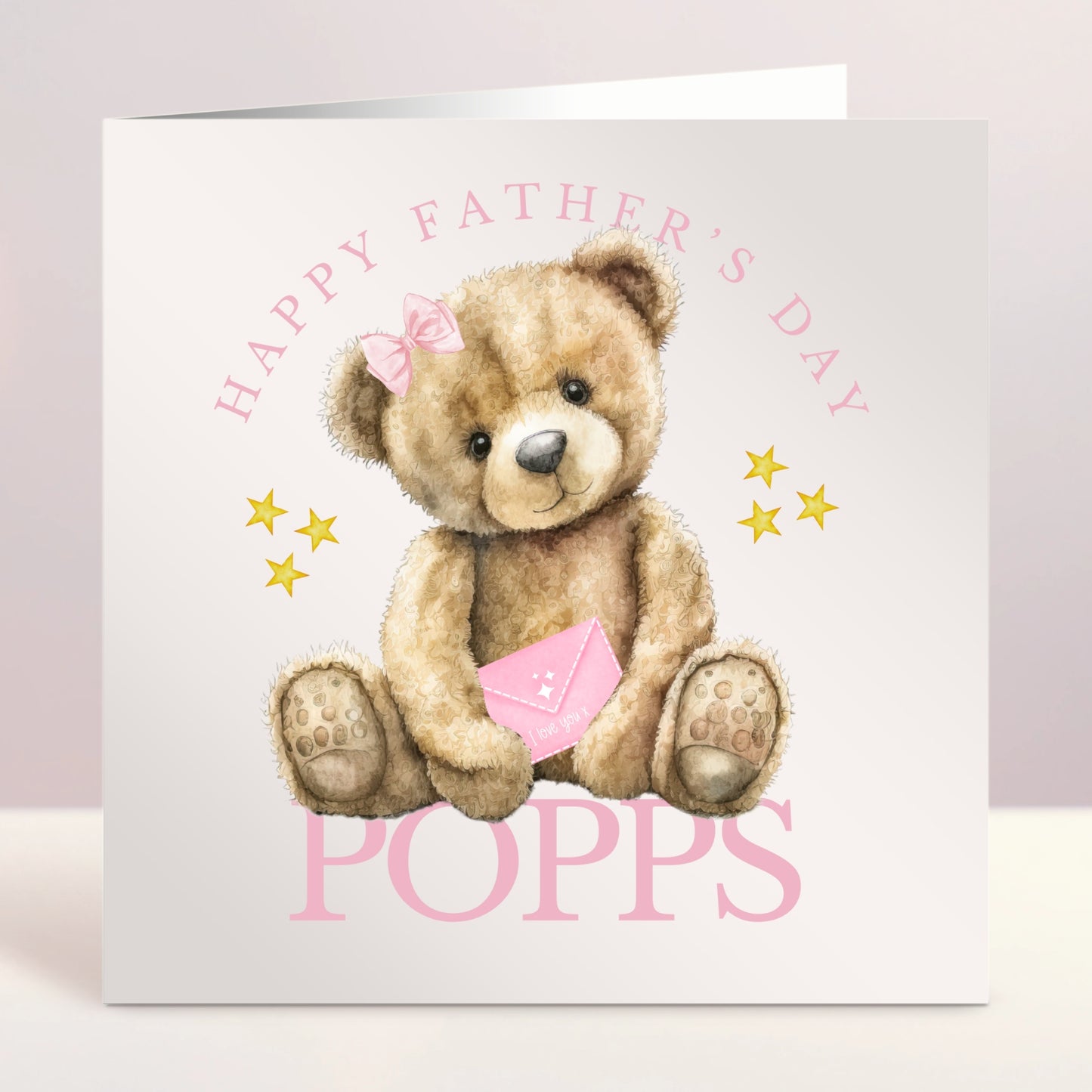 Happy Father's Day Bear Card Pink