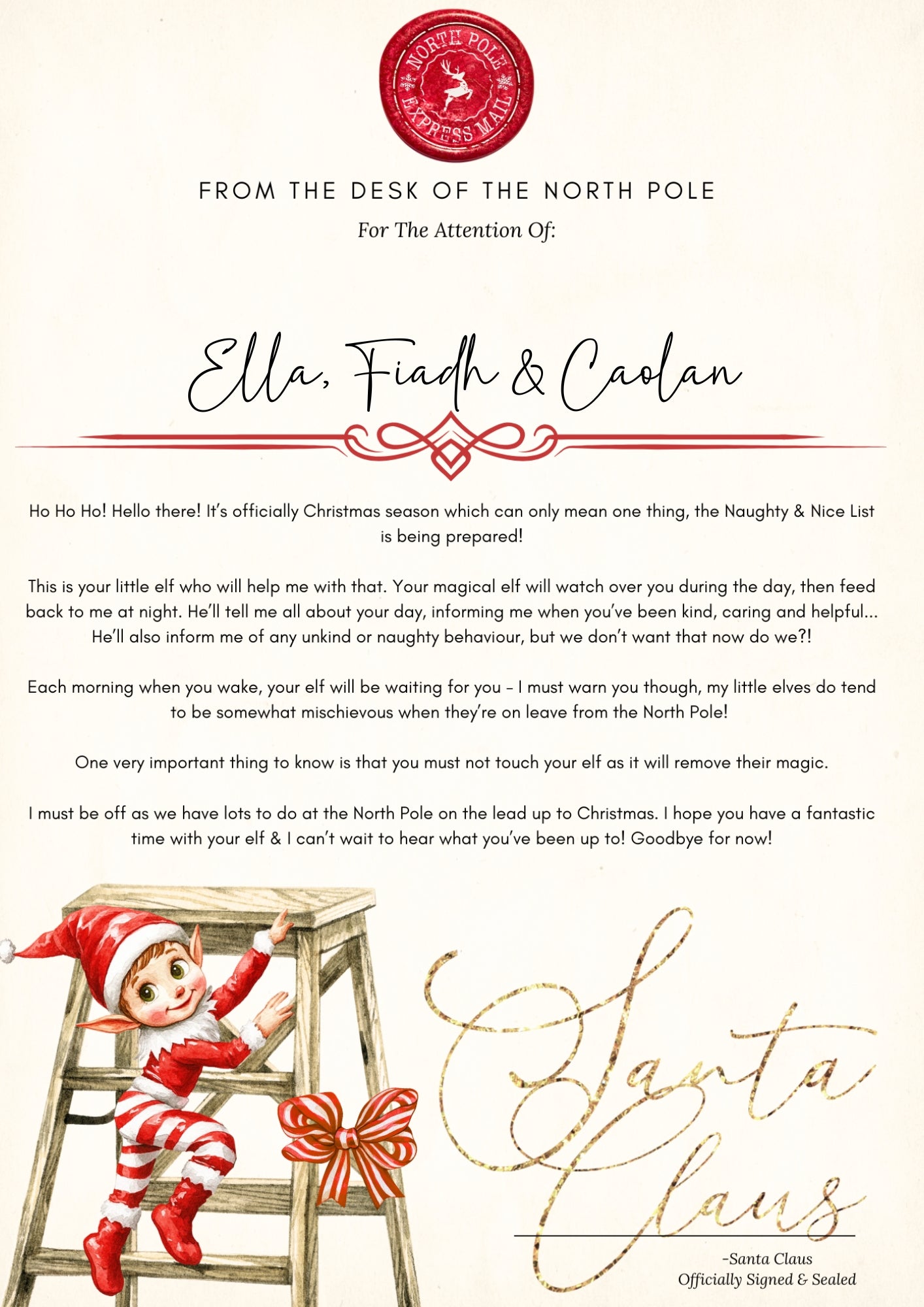 Elf on the Shelf Personalised Hello & Goodbye Letter Set (Pack of 2)