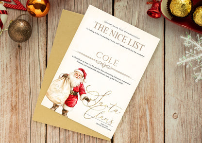 Personalised Nice List Certificate - Santa Edition (A4 Print)