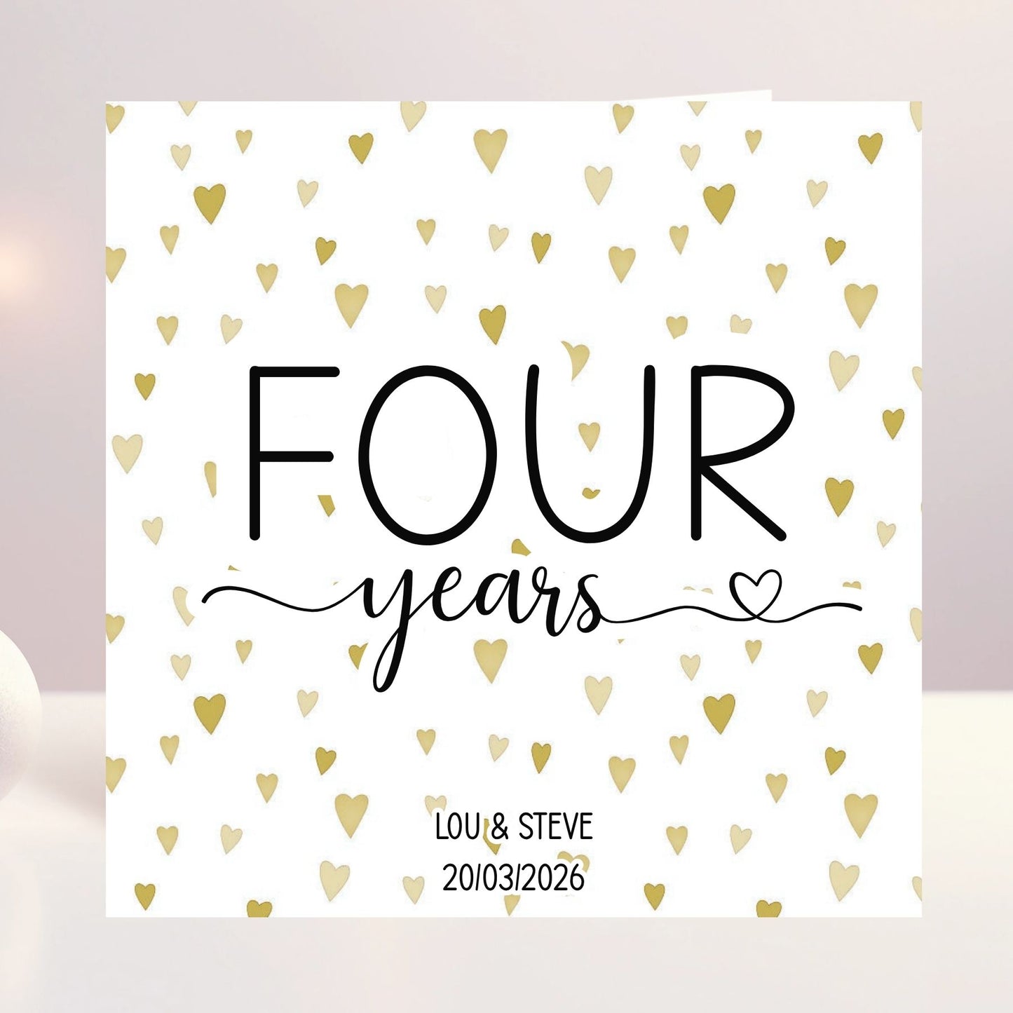 Personalised Anniversary Card - Gold Hearts