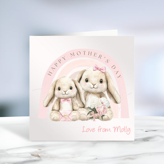 Happy Mother's Day Bunny Card Pink