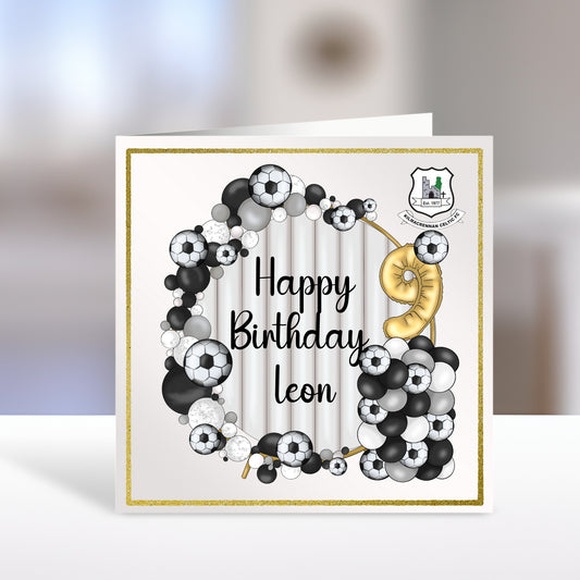 Football Theme - Personalised Name And Age Birthday Card