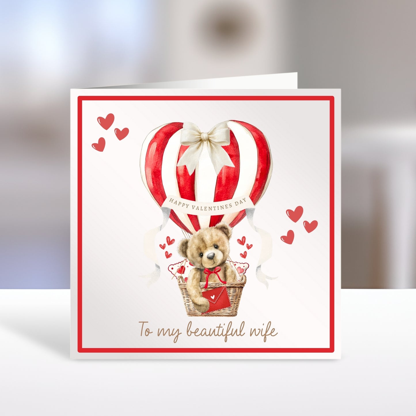 Red Bear - Personalised Valentines Day Card