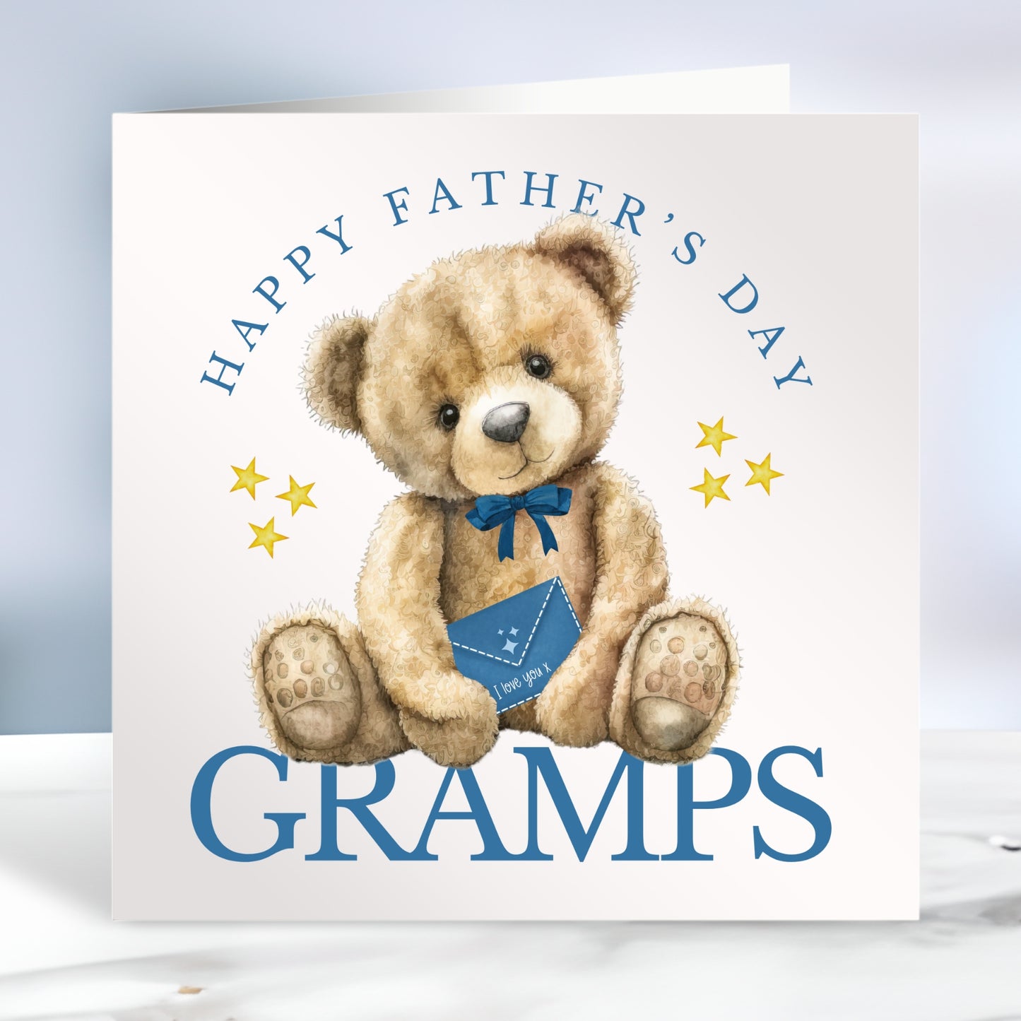 Happy Father's Day Bear Card Blue