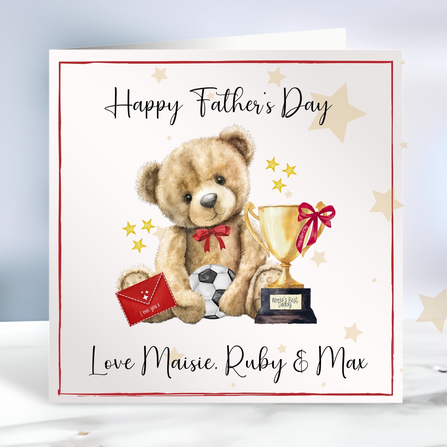 Happy Father's Day Football Bear Card