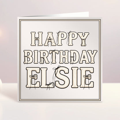 Personalised Birthday Card - Name Bows